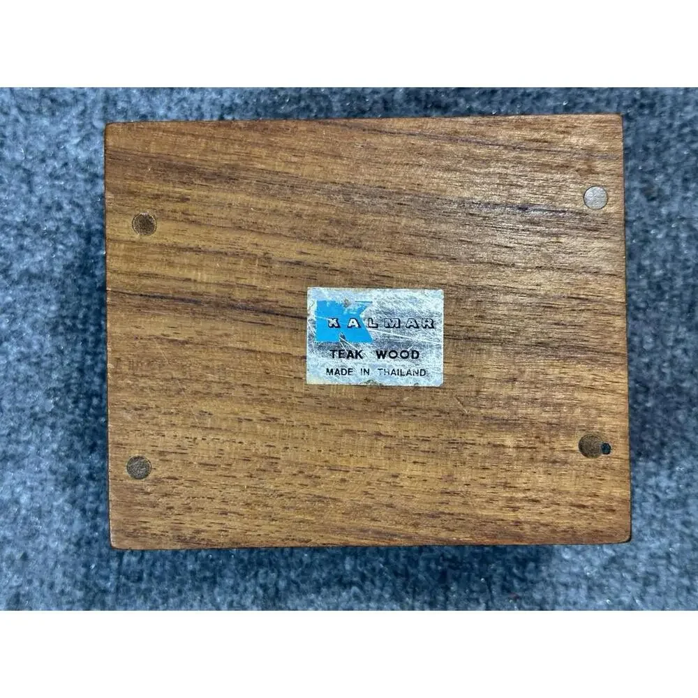 Vintage KALMAR Teak Wood‎ WOODEN COASTER  CADDY Set Of 6  HEXAGON SHAPE